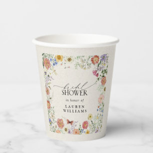 Gobelets En Papier Fête des mariées florale Fleur sauvage en pression