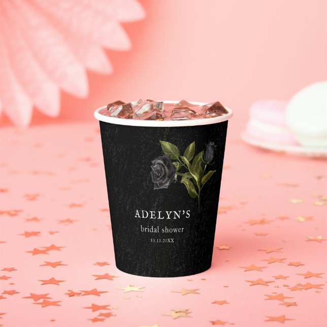 Gobelets En Papier Fête des mariées florale gothique foncé (Insitu)