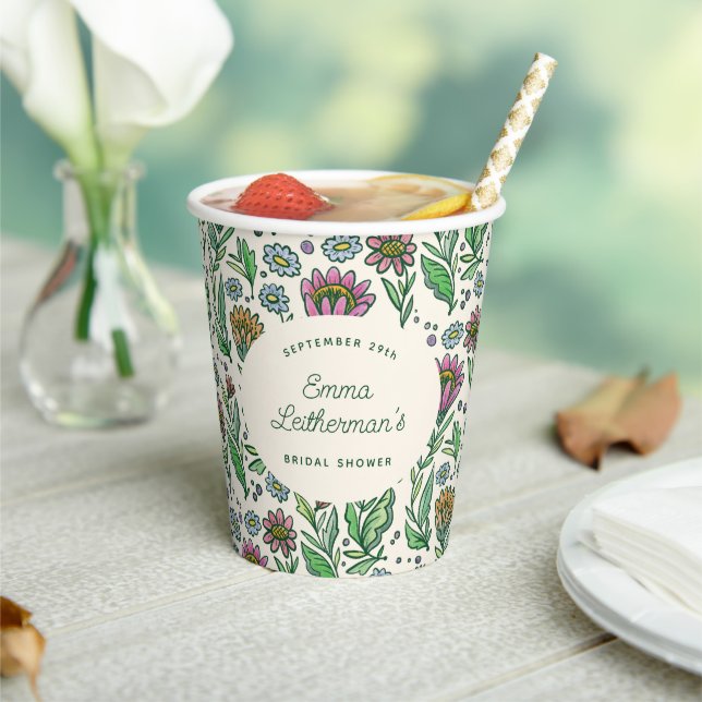 Gobelets En Papier Fête des mariées florale scandinave Pastel (Insitu)