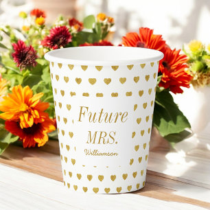 Gobelets En Papier Fête des mariées Futur Mme Gold Hearts Chic