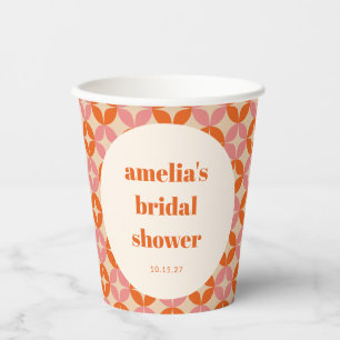 Gobelets En Papier Fête des mariées moderne personnalisée rose orange