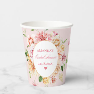 Gobelets En Papier Fête des mariées romantique florale en été
