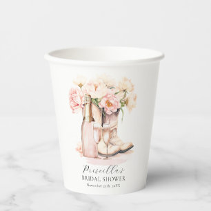 Gobelets En Papier Fête des mariées Southern Cowgirl Boots Peonies