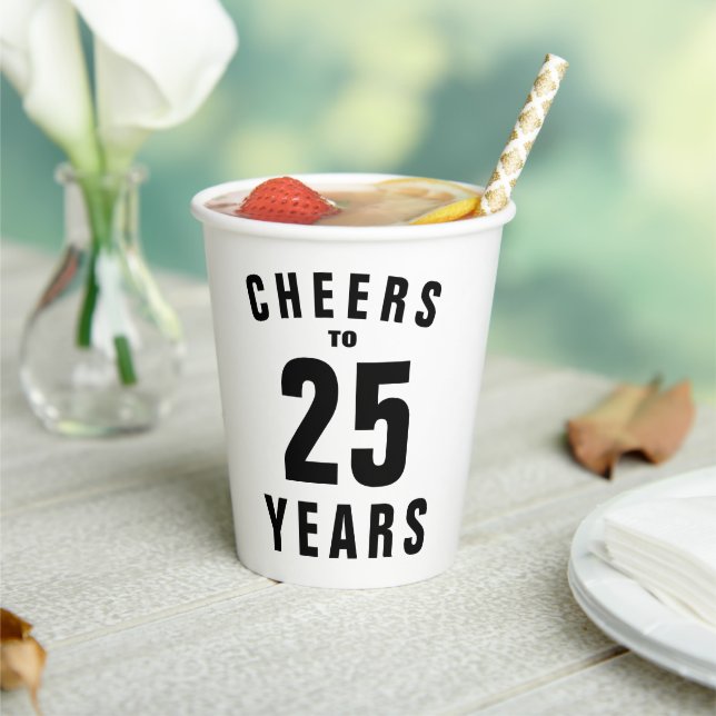 Gobelets En Papier Fête du 25e anniversaire du mariage (Insitu)