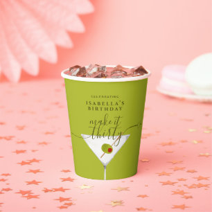 Gobelets En Papier Fête du 30e anniversaire du Martini vert Make It T