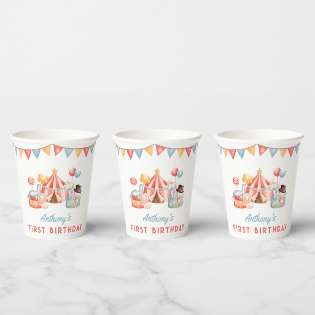 Gobelets En Papier Fête du Carnaval moderne de Mare Circus Premier an (Multi)