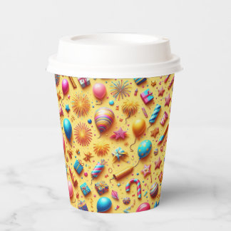 Gobelets En Papier Fête en jaune