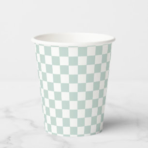 Gobelets En Papier Fête Green Retro Checker