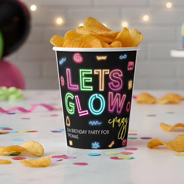 Gobelets En Papier Fête laser d'anniversaire de néon fou (Créateur téléchargé)