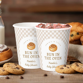 Gobelets En Papier Fête Prénatale Bébé au Four Bun à la Cannelle Neut