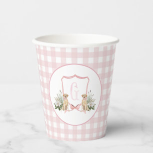 Gobelets En Papier Fête Prénatale de Bébé Fille Chien Rose Préparatoi
