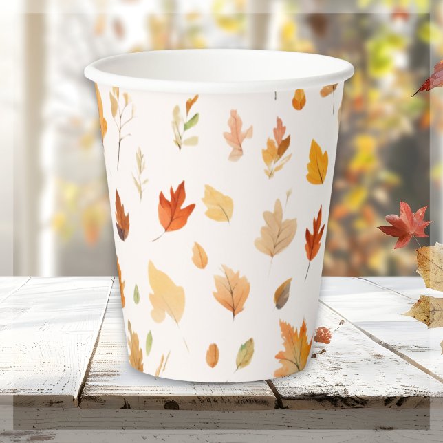 Gobelets En Papier Feuilles automnales | (Créateur téléchargé)