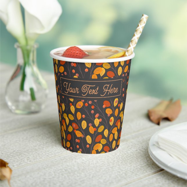 Gobelets En Papier Feuilles d'automne personnalisées et baies (Insitu)