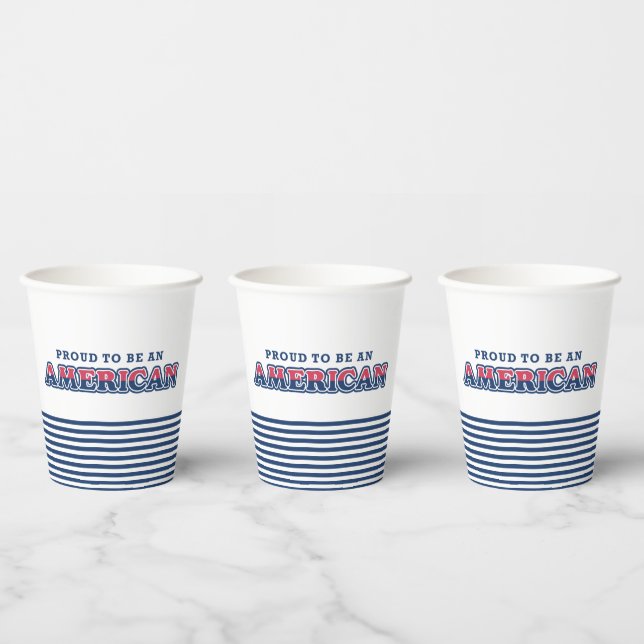 Gobelets En Papier Fier Américain, Patriotique, Stripes De Marine (Multi)
