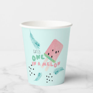 Gobelets En Papier Fille anniversaire pastèque / Une dans un melon