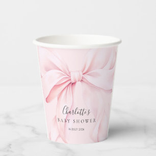 Gobelets En Papier Fille au noeud rose Baby Shower