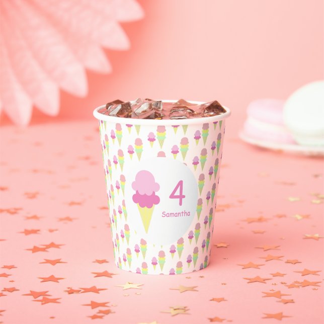 Gobelets En Papier Fille de crème glacée Anniversaire (Insitu)