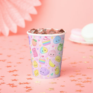 Gobelets En Papier Fille Groovy Squishy Arc-en-Ciel 1er Anniversaire 