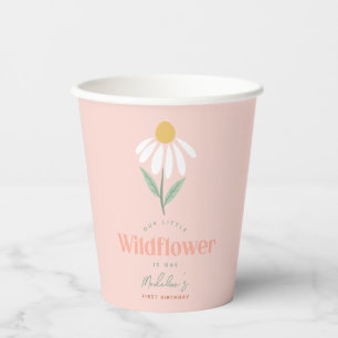 Gobelets En Papier Filles Fleur sauvage rose  Anniversaire de enfant