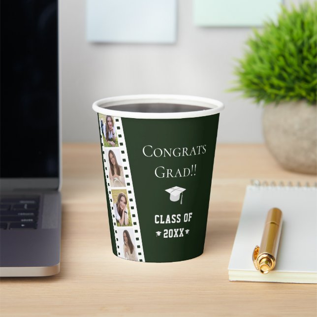 Gobelets En Papier Filmstrip Four Photo Collage Graduation | Green (Insitu)