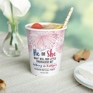 Gobelets En Papier Firecracker 4 juillet Parti de révélation de genre