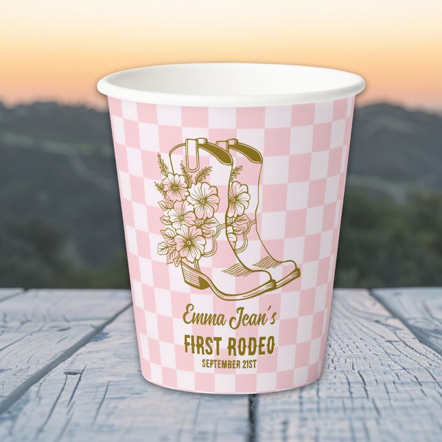 Gobelets En Papier First Rodeo Floral Cowboy Boots First Birthday (First Rodeo Floral Cowboy Boots First Birthday Paper Cups)