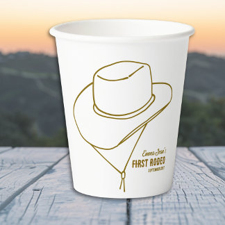 Gobelets En Papier First Rodeo Minimalist Cowboy Hat 1st Birthday