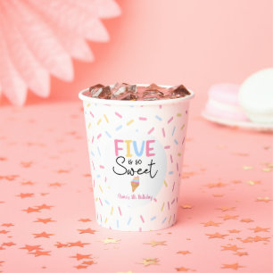 Gobelets En Papier Five Is So Sweet Ice Cream 5e fête d'anniversaire