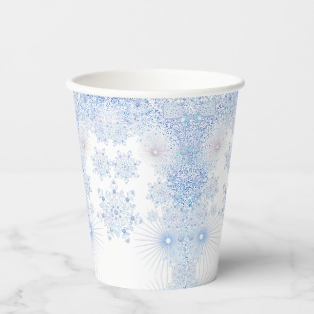 Gobelets En Papier Flacon de neige bleu glace (Recto)