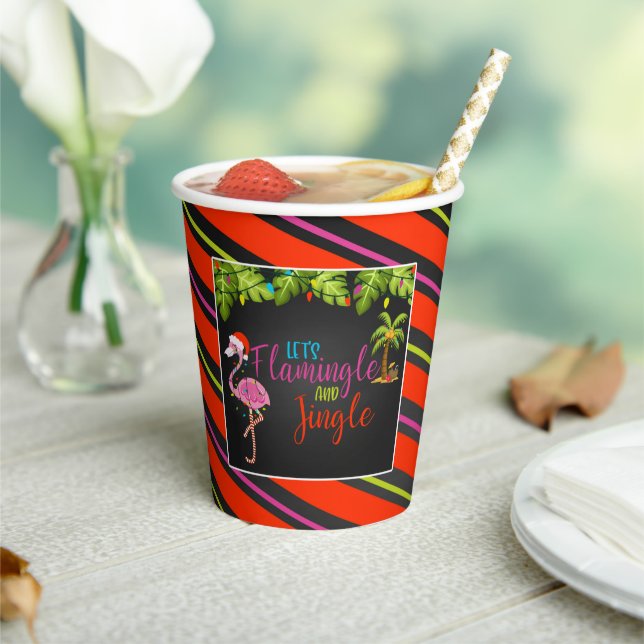 Gobelets En Papier Flamingle & Jingle Christmas Party tasses en papie (Insitu)