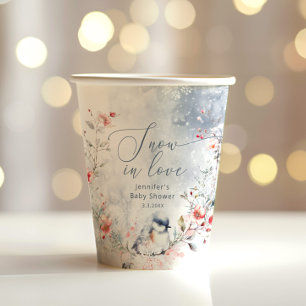 Gobelets En Papier Flammes de neige d'hiver Neige en amour douche nup