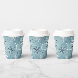 Gobelets En Papier Flammes de neige d'hiver Noël