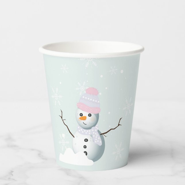 Gobelets En Papier Flammes de neige gelées bonhomme de neige fête d'a (Recto)