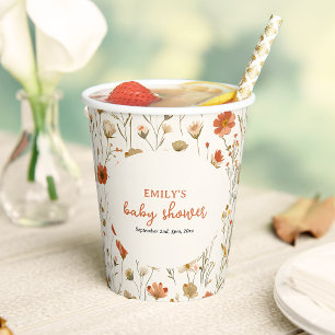 Gobelets En Papier Fleur sauvage Baby in Bloom Boho Fall Baby shower