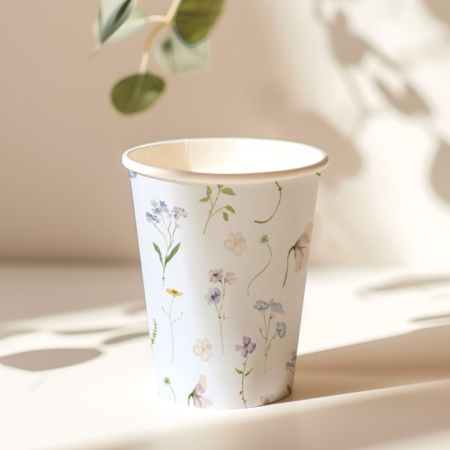 Gobelets En Papier Fleur sauvage bleu Floral élégant Baby Boy douche (Créateur téléchargé)