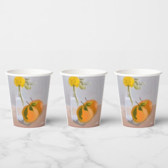 Gobelets En Papier Fleur sauvage et oranges (Multi)