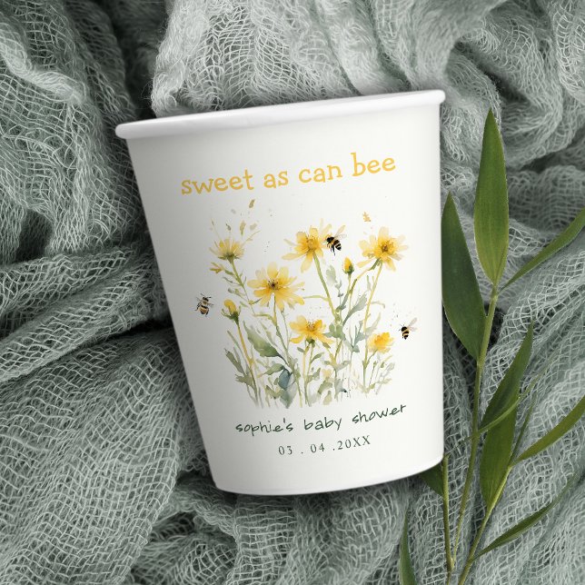 Gobelets En Papier Fleur sauvage Jaune doux comme Baby shower neutre (Créateur téléchargé)