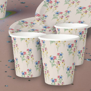 Gobelets En Papier Fleur sauvage rustique Poppy Daisy Motif Coneflowe