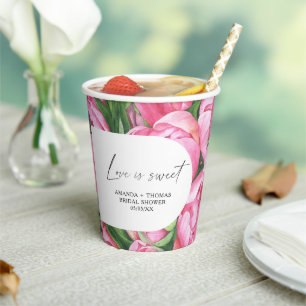 Gobelets En Papier Fleurs aquarelle - Baby shower de mariage