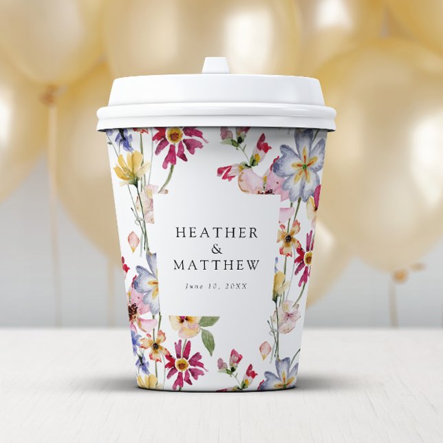 Gobelets En Papier Fleurs Colorées (Colorful Watercolor Floral Paper Cups by Painted Paperie
)