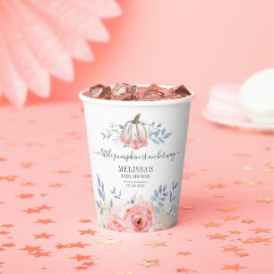 Gobelets En Papier Fleurs de citrouille roses roses blush pour Baby S