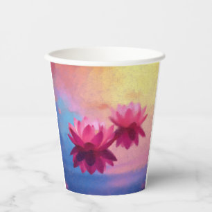Gobelets En Papier Fleurs de Lotus Abstraites colorées