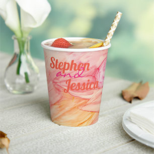 Gobelets En Papier Fleurs de pinkish de la coupe de papier mariage