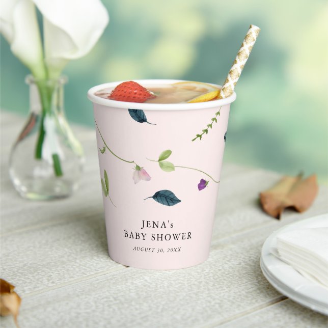 Gobelets En Papier Fleurs de pois doux | Baby shower fille (Insitu)
