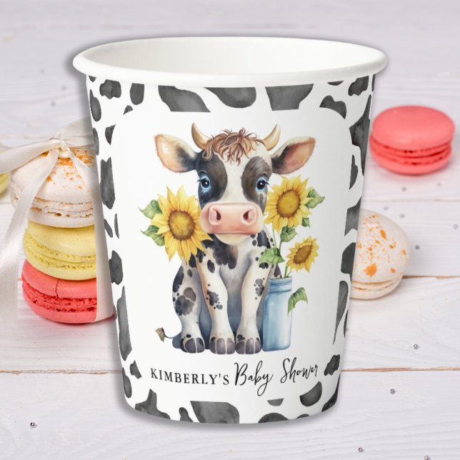 Gobelets En Papier Fleurs de soleil de vache mignonne Moderne Baby sh (Créateur téléchargé)