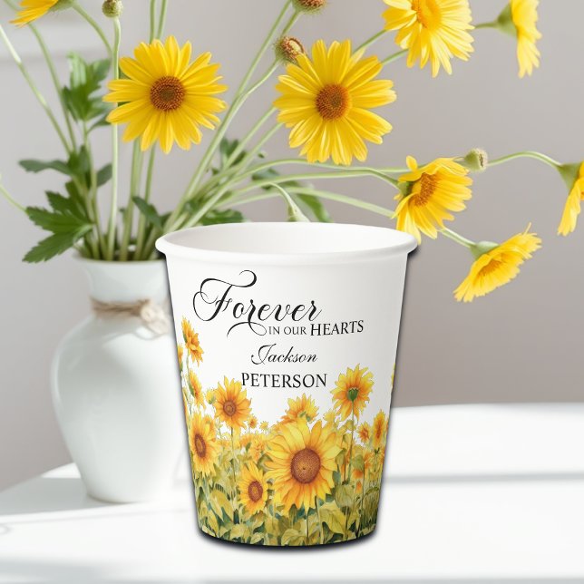 Gobelets En Papier Fleurs D'Eau Fleurs De Soleil Célébration De La Vi (Créateur téléchargé)