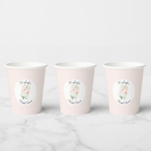 Gobelets En Papier  Fleurs d'Orchidée Rose Pêche Blush Mariage 
