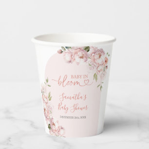 Gobelets En Papier Fleurs roses Fille Baby shower bébé en fleur