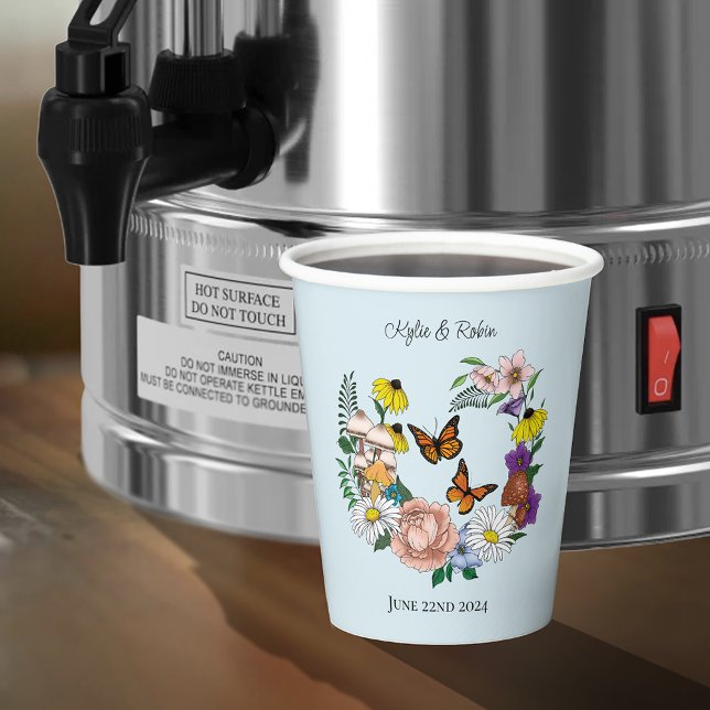 Gobelets En Papier Fleurs sauvages Champignons bleus floraux (Créateur téléchargé)