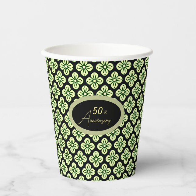 Gobelets En Papier Fleurs vertes (Recto)